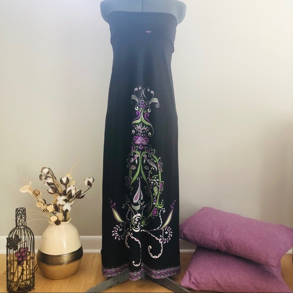 NWOT Elysa Suzanne Strapless Boho Maxi Dress, XS - Picture 1 of 9